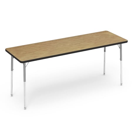 Virco 72 in. W, 24 in. L, 22-30 in. H, Medium Oak Top / Black Edge 482472